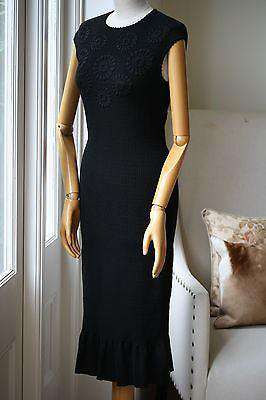 ALEXANDER MCQUEEN BLACK TEXTURED MIDI DRESS MEDIUM - Image 4