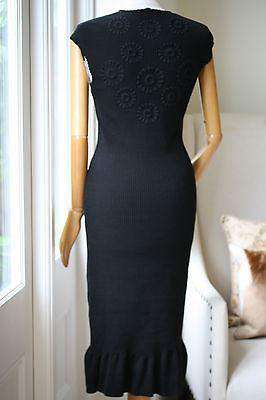 ALEXANDER MCQUEEN BLACK TEXTURED MIDI DRESS MEDIUM - Image 6