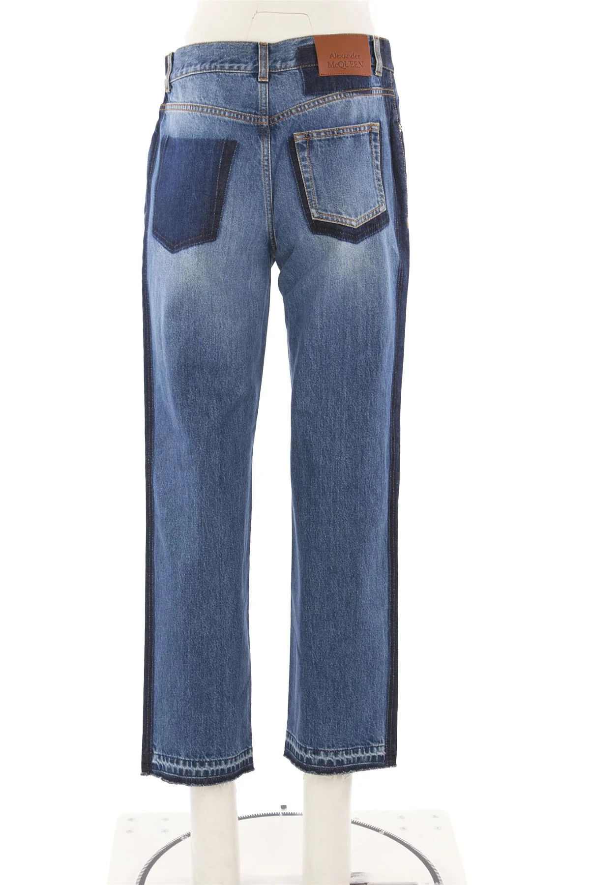 ALEXANDER MCQUEEN BLUE HIGH RISE STRAIGHT LEG JEANS W29 UK 10-12 - Image 4
