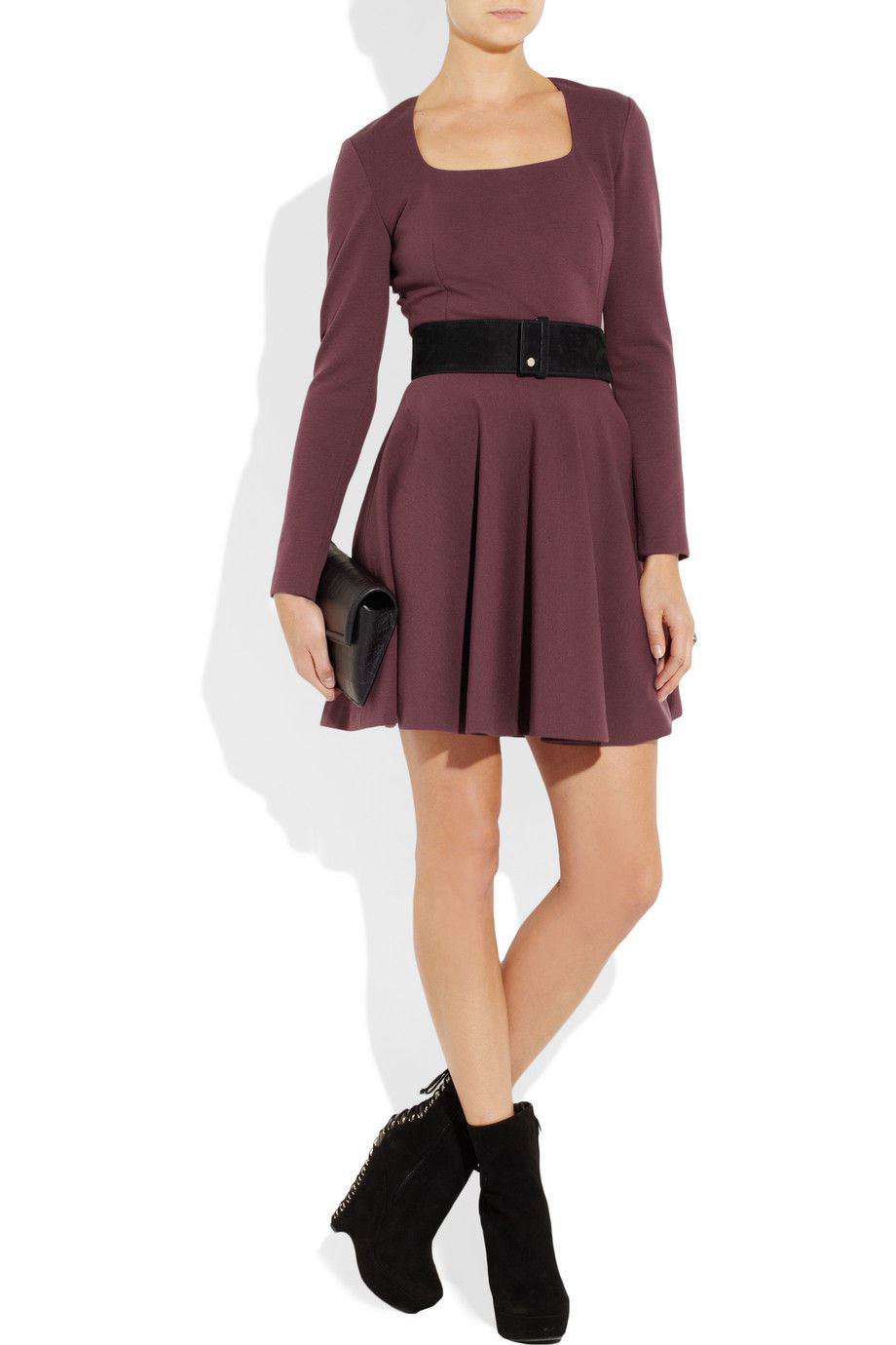 ALEXANDER MCQUEEN BURGUNDY STRETCH WOOL BLEND DRESS IT 40 UK 8 - Image 2