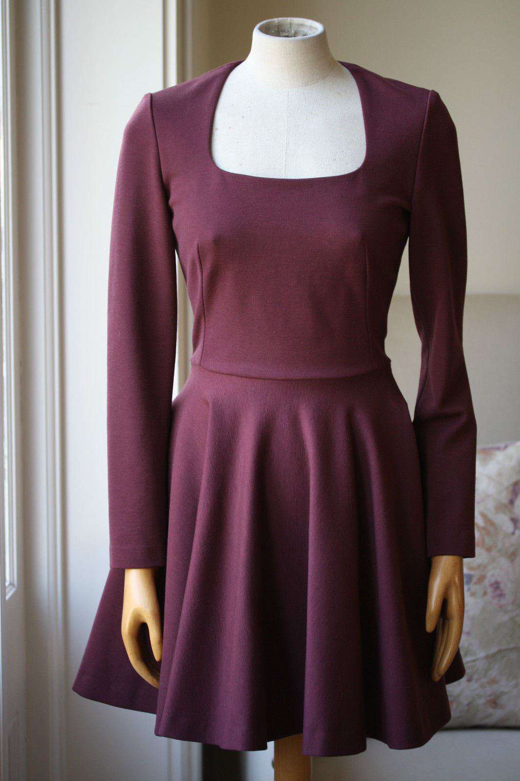 ALEXANDER MCQUEEN BURGUNDY STRETCH WOOL BLEND DRESS IT 40 UK 8 - Image 5