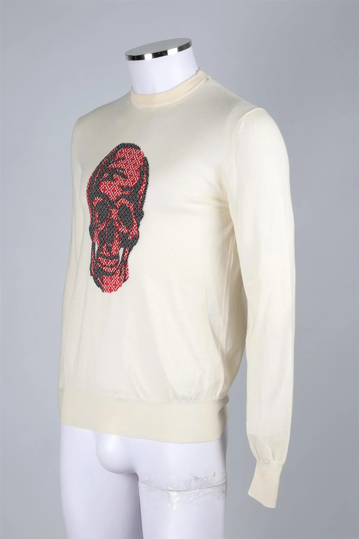 ALEXANDER MCQUEEN CREAM MEN'S WOOL SWEATER SMALL - Image 3