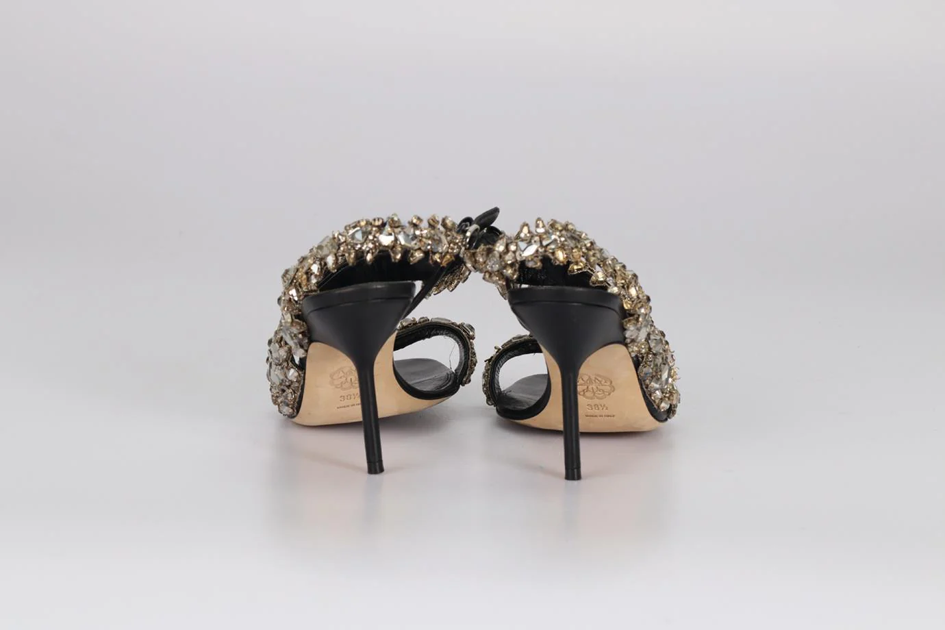 ALEXANDER MCQUEEN CRYSTAL AND LEATHER SANDALS EU 38.5 UK 5.5 US 8.5 - Image 4