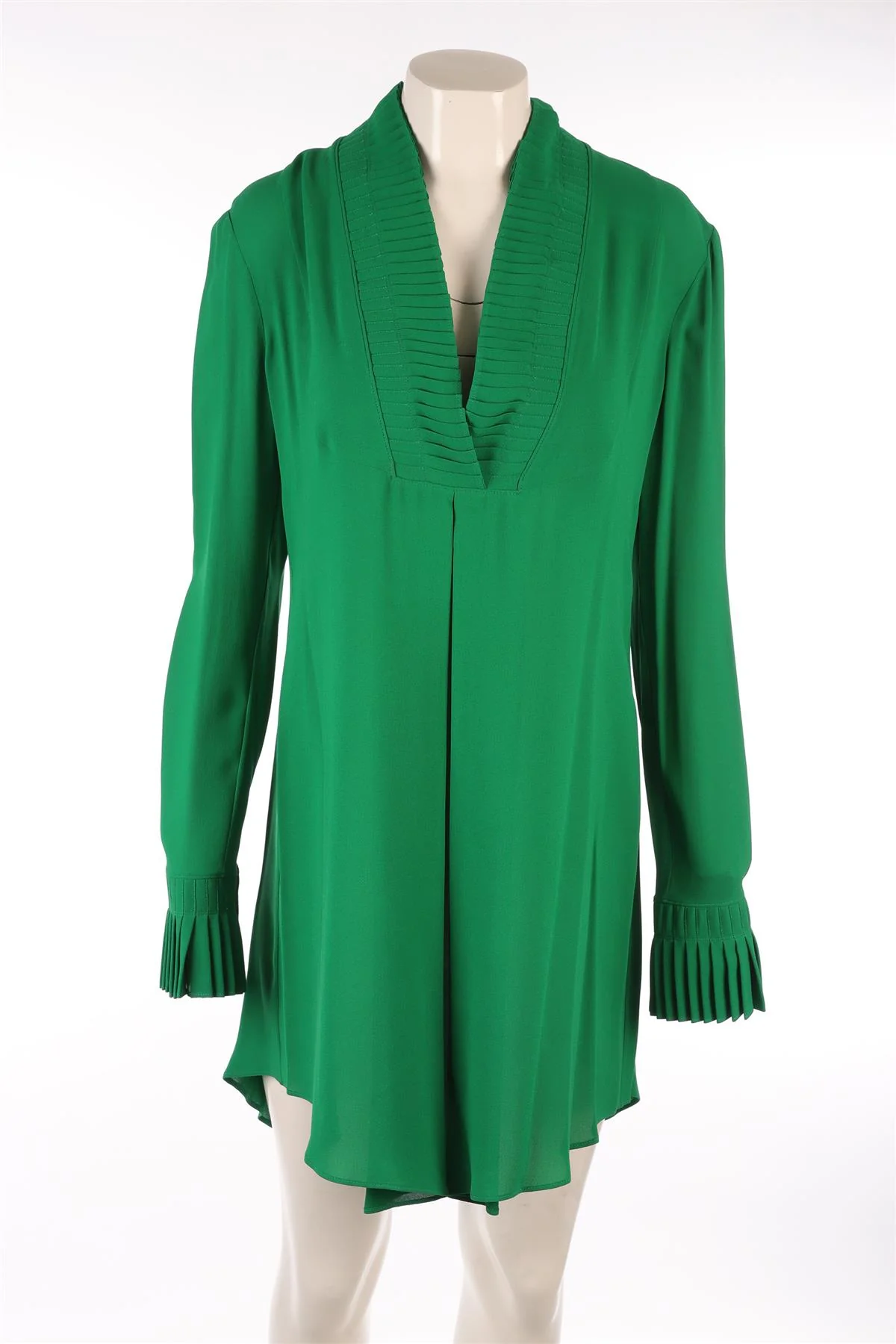 ALEXANDER MCQUEEN GREEN SILK MINI DRESS IT 40 UK 8 - Image 2