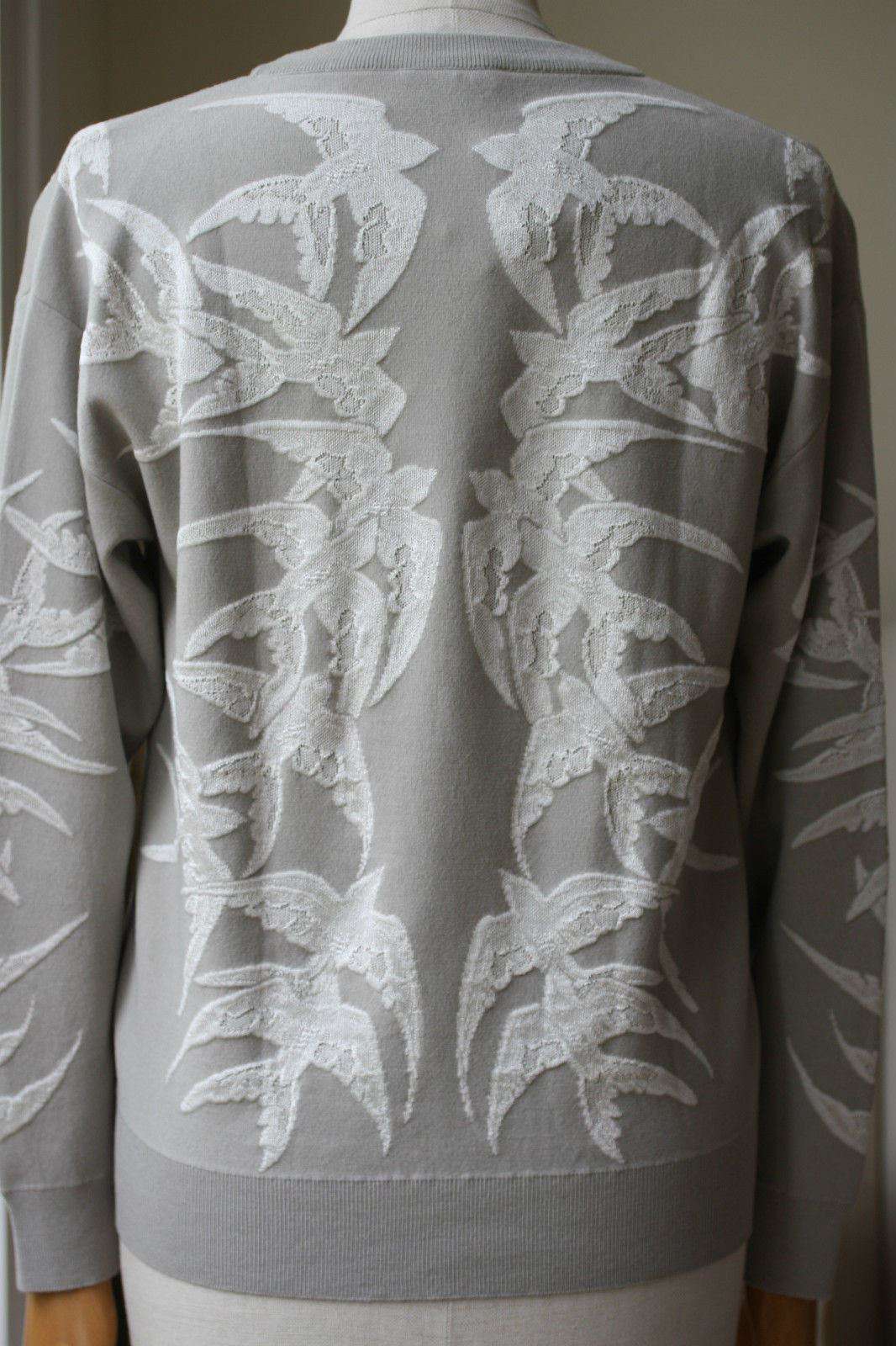 ALEXANDER MCQUEEN GREY LACE BIRD JACQUARD SWEATSHIRT XS - Image 4