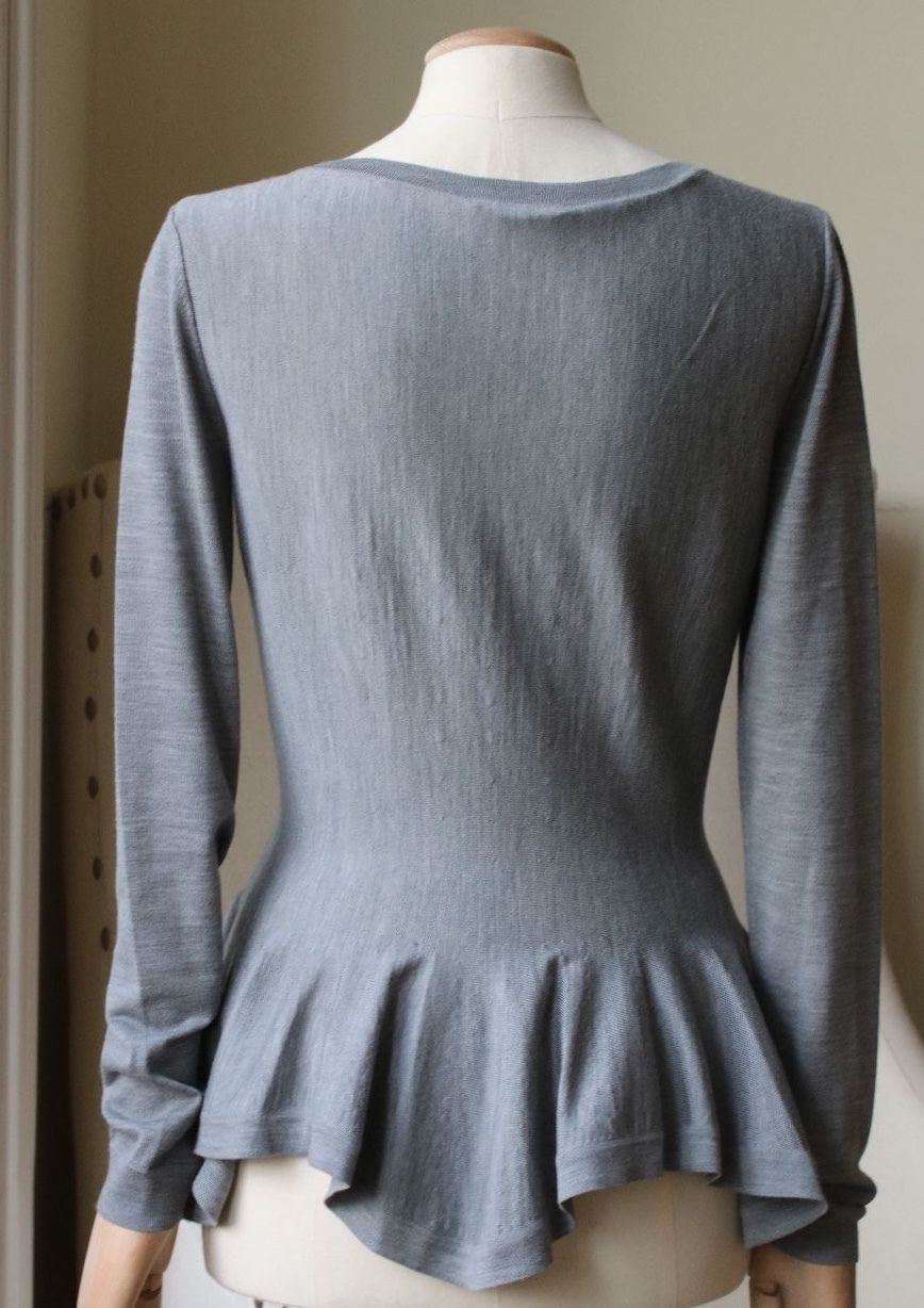 ALEXANDER MCQUEEN GREY MERINO WOOL PEPLUM SWEATER MEDIUM - Image 7