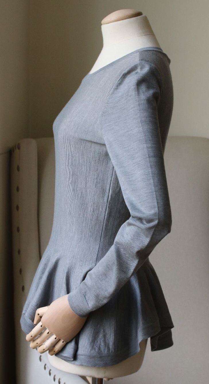 ALEXANDER MCQUEEN GREY MERINO WOOL PEPLUM SWEATER MEDIUM - Image 9