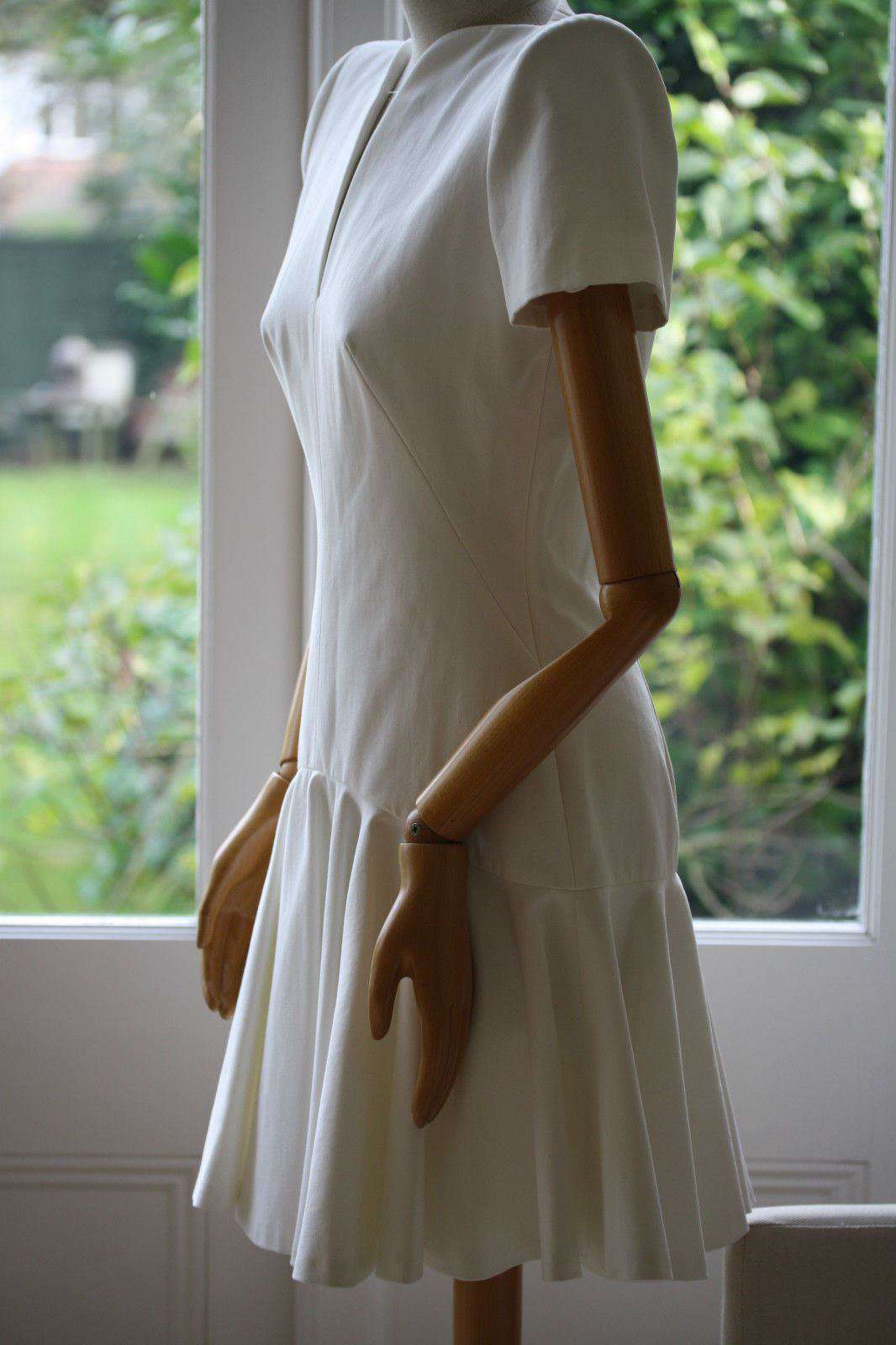 ALEXANDER MCQUEEN IVORY COTTON DRESS IT 42 UK 10 - Image 4