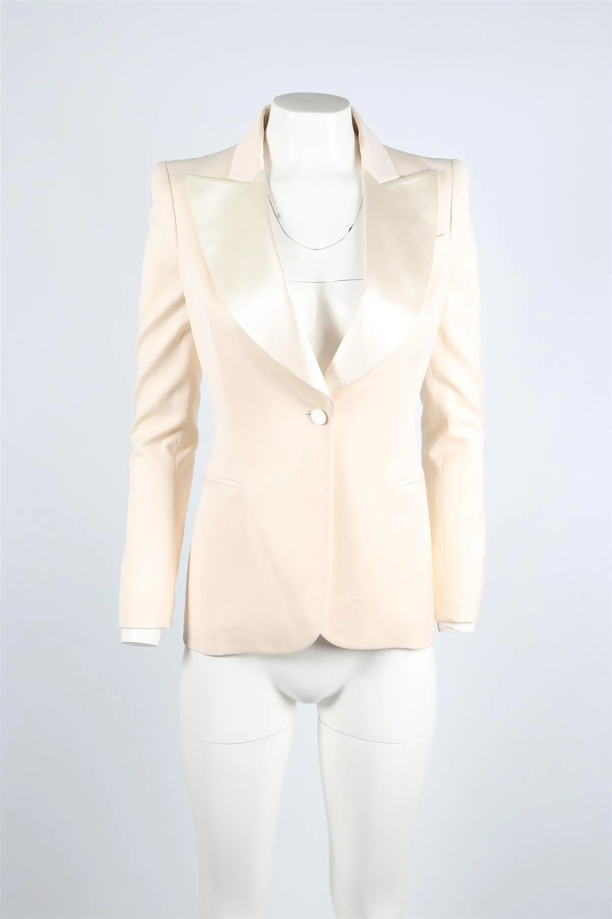 ALEXANDER MCQUEEN IVORY SILK AND WOOL BLEND BLAZER IT 38 UK 6 - Image 2