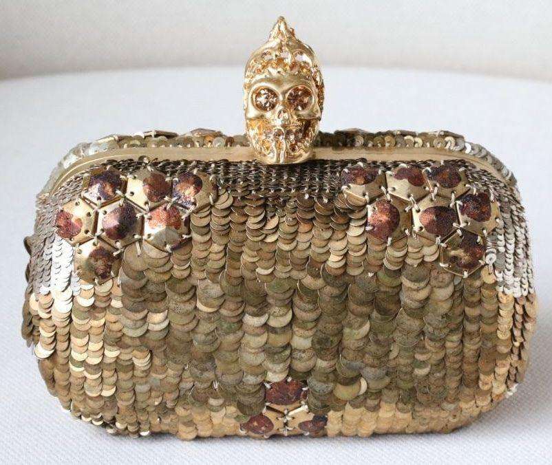 ALEXANDER MCQUEEN JAW SKULL SEQUINED BOX CLUTCH - Image 2