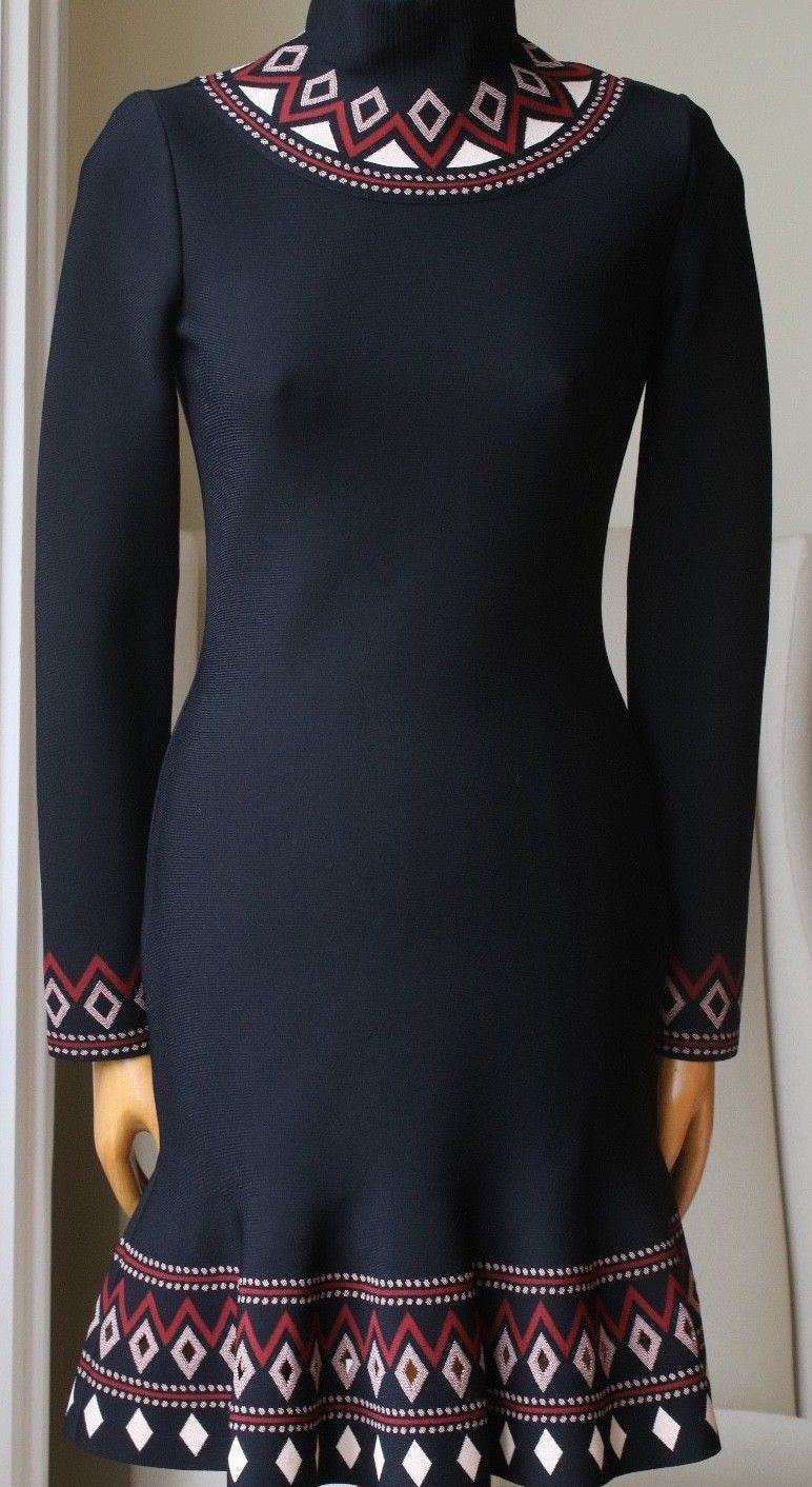 ALEXANDER MCQUEEN LONG-SLEEVE GEOMETRIC-PRINT DRESS MEDIUM - Image 3