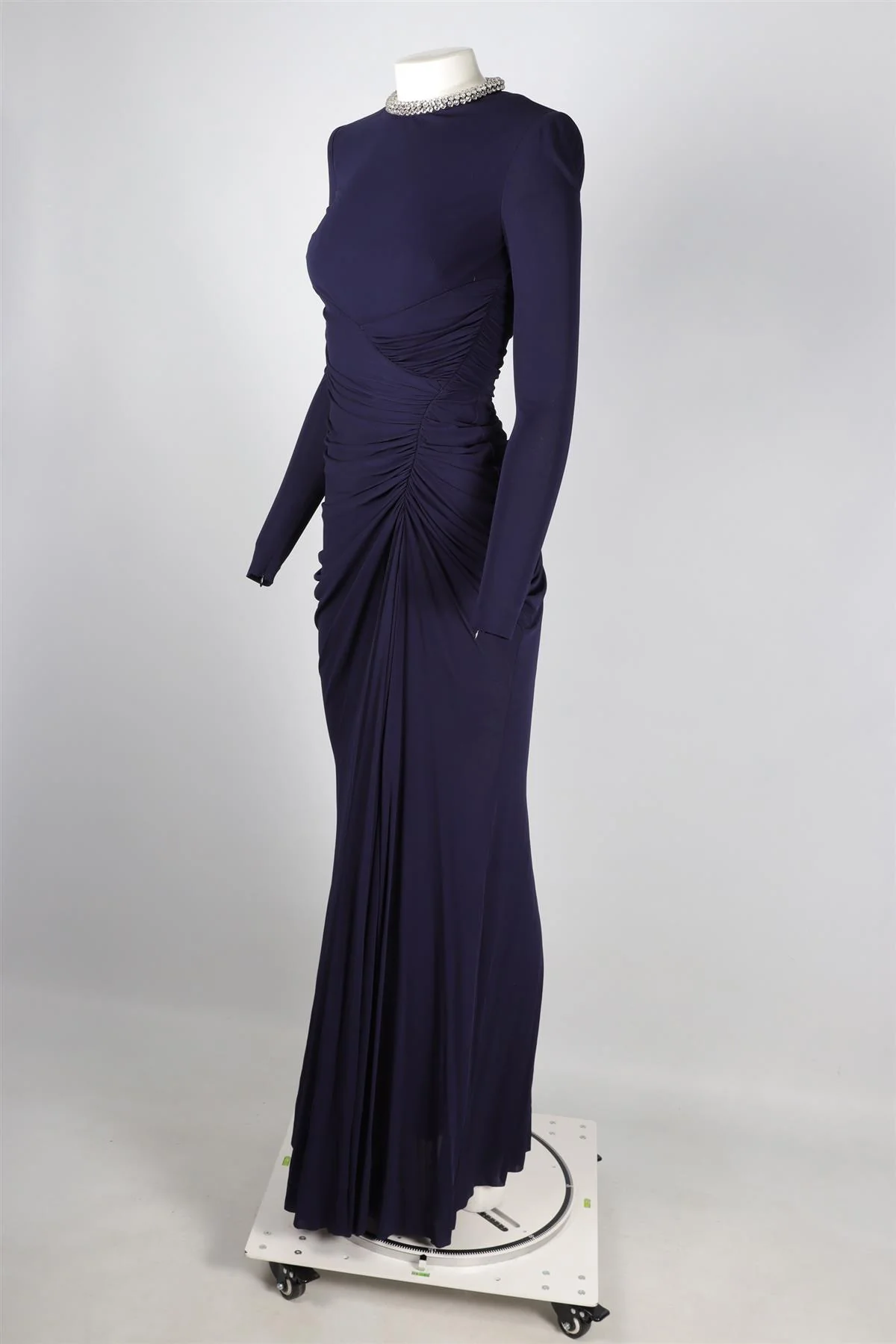 ALEXANDER MCQUEEN NAVY CRYSTAL AND JERSEY GOWN IT 40 UK 8 - Image 3