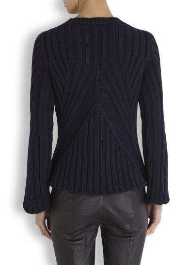 ALEXANDER MCQUEEN NAVY ZIPPED WOOL BLEND SWEATER SMALL - Image 2