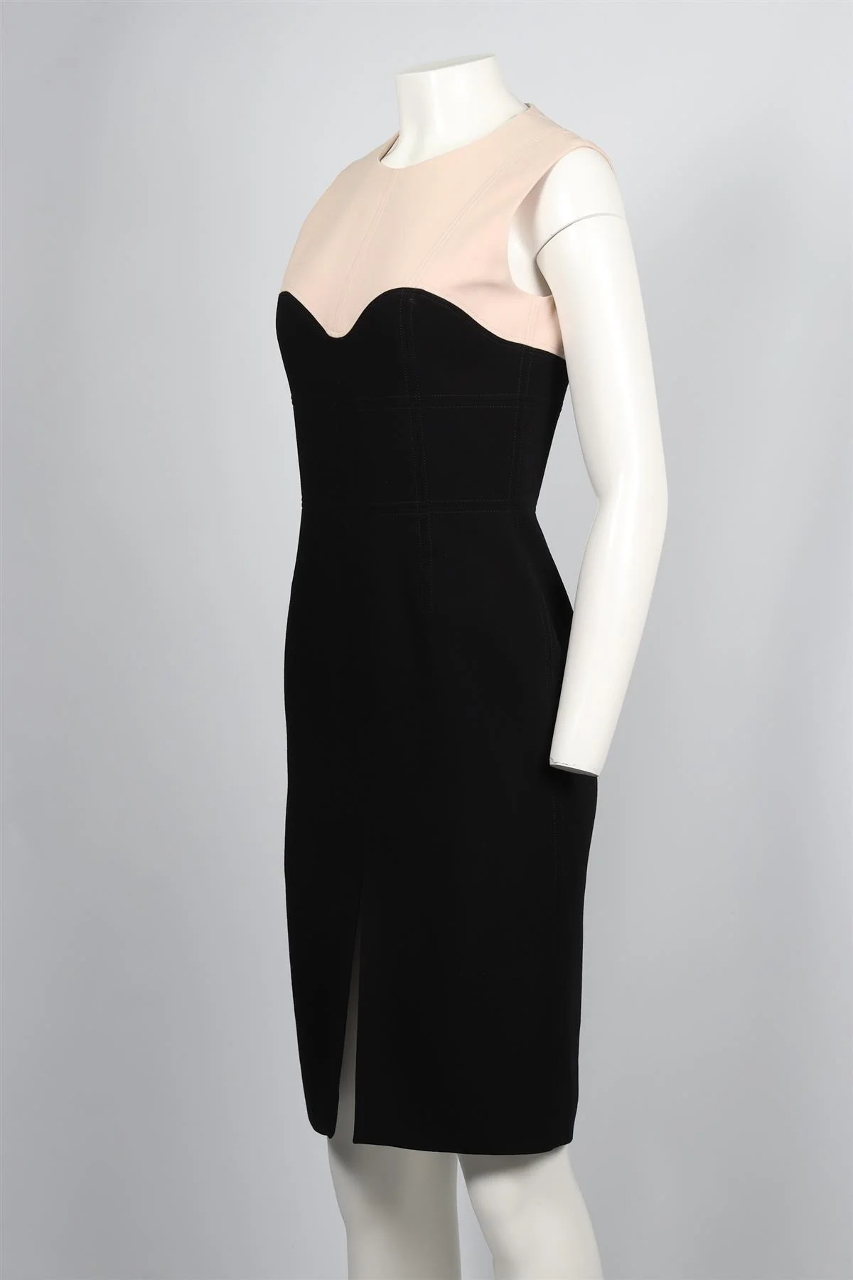 ALEXANDER MCQUEEN NUDE AND BLACK WOOL BLEND DRESS IT 42 UK 10 - Image 3
