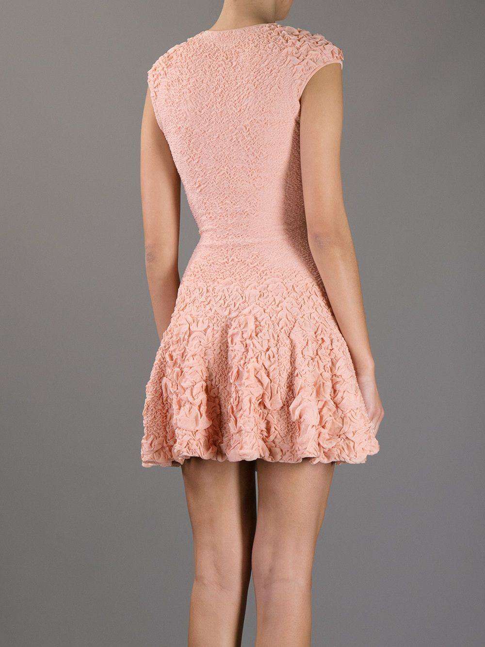 ALEXANDER MCQUEEN NUDE RUFFLE KNITTED DRESS MEDIUM - Image 7