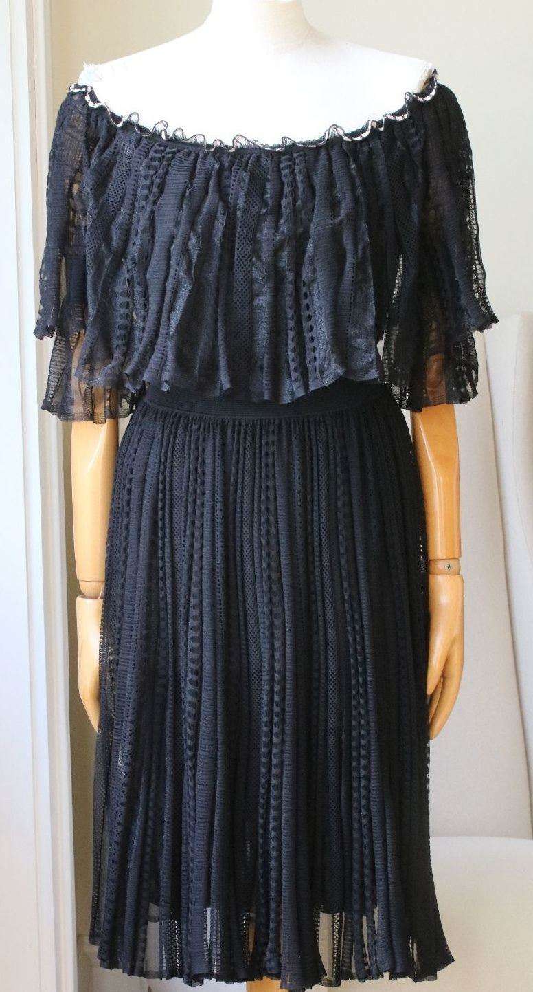 ALEXANDER MCQUEEN OFF-THE-SHOULDER RUFFLED KNITTED DRESS MEDIUM - Image 5