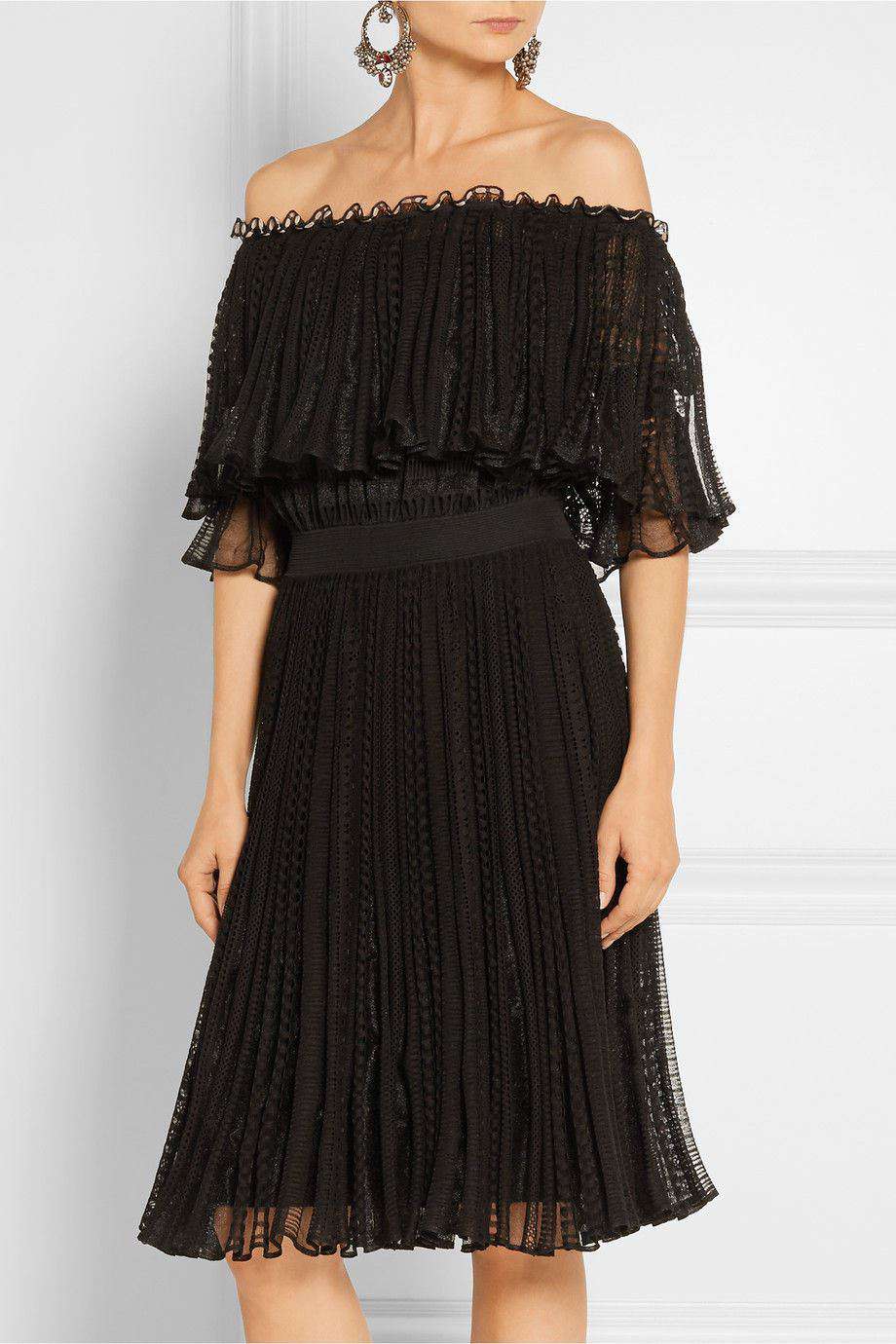 ALEXANDER MCQUEEN OFF-THE-SHOULDER RUFFLED KNITTED DRESS MEDIUM - Image 8