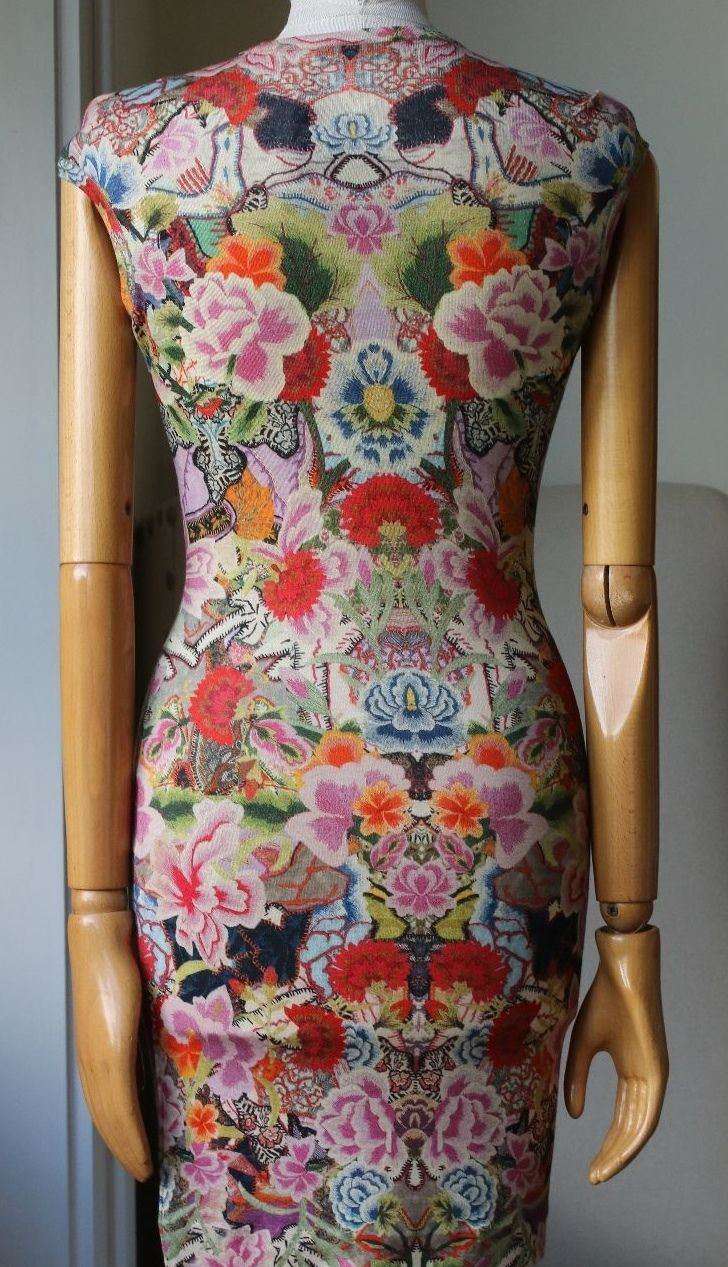 ALEXANDER MCQUEEN PATCHWORK FLORAL PRINT WOOL DRESS XSMALL - Image 2