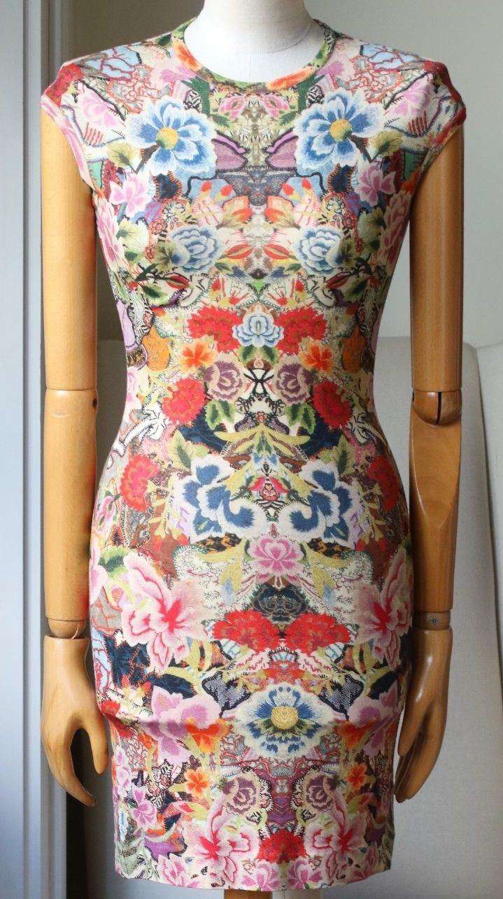 ALEXANDER MCQUEEN PATCHWORK FLORAL PRINT WOOL DRESS XSMALL - Image 4