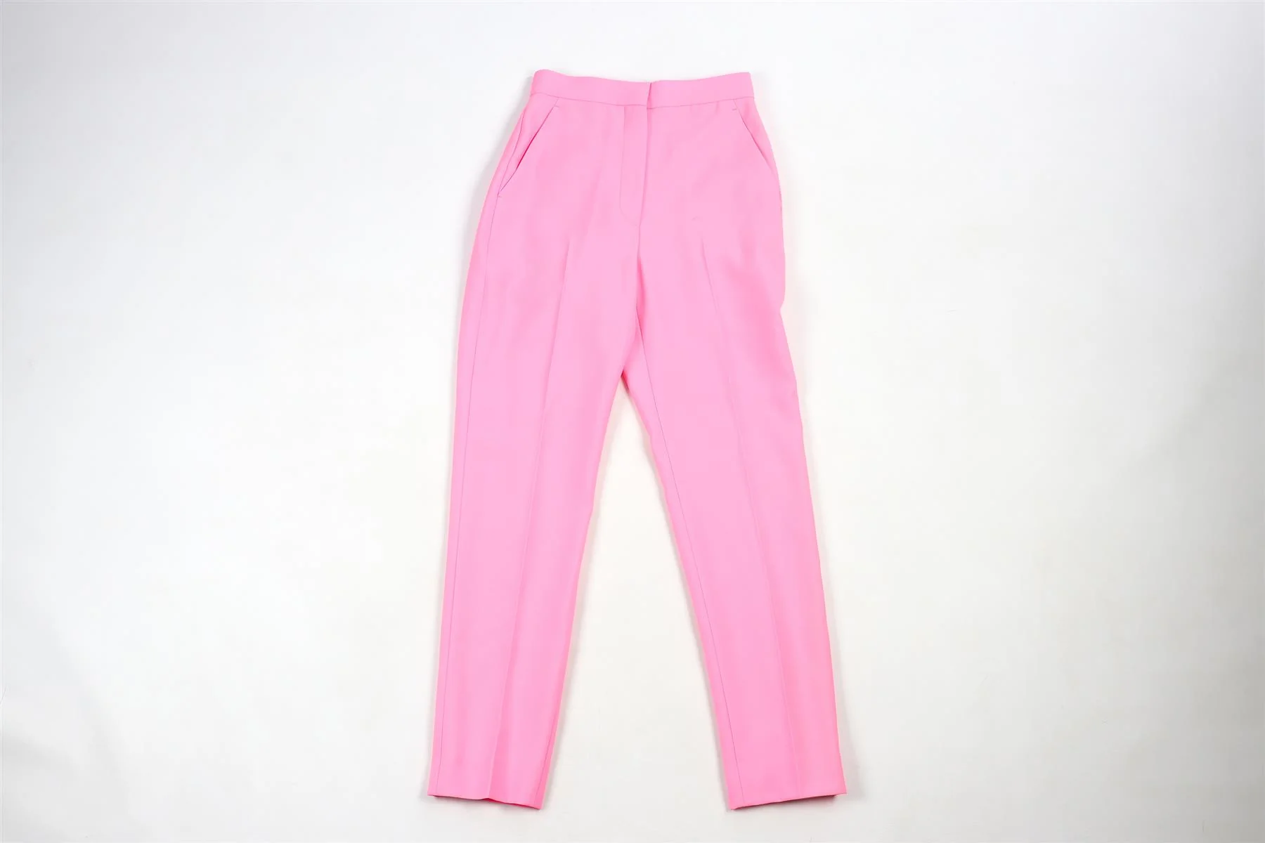 ALEXANDER MCQUEEN PINK WOOL STRAIGHT LEG PANTS IT 38 UK 6 - Image 2