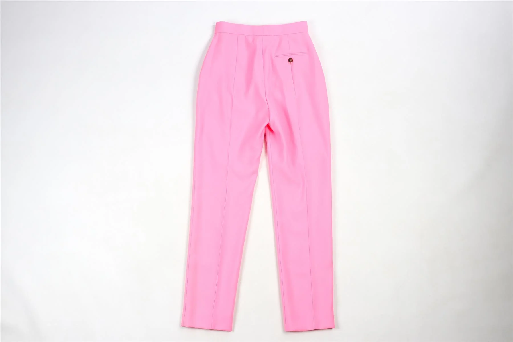 ALEXANDER MCQUEEN PINK WOOL STRAIGHT LEG PANTS IT 38 UK 6 - Image 4
