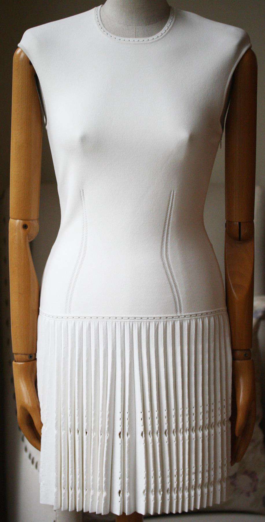 ALEXANDER MCQUEEN PLEATED PERFORATED DRESS SMALL - Image 2