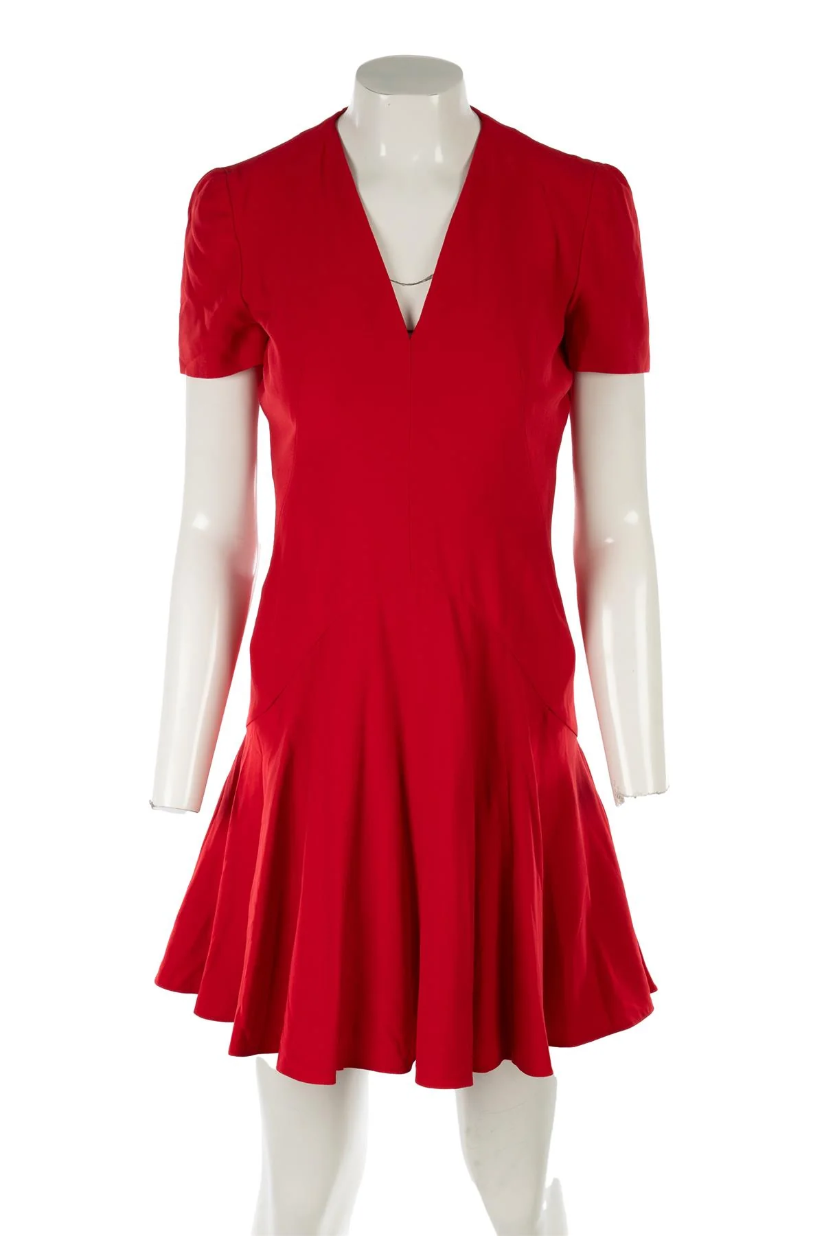 ALEXANDER MCQUEEN RED CREPE MINI DRESS IT 40 UK 8 - Image 2