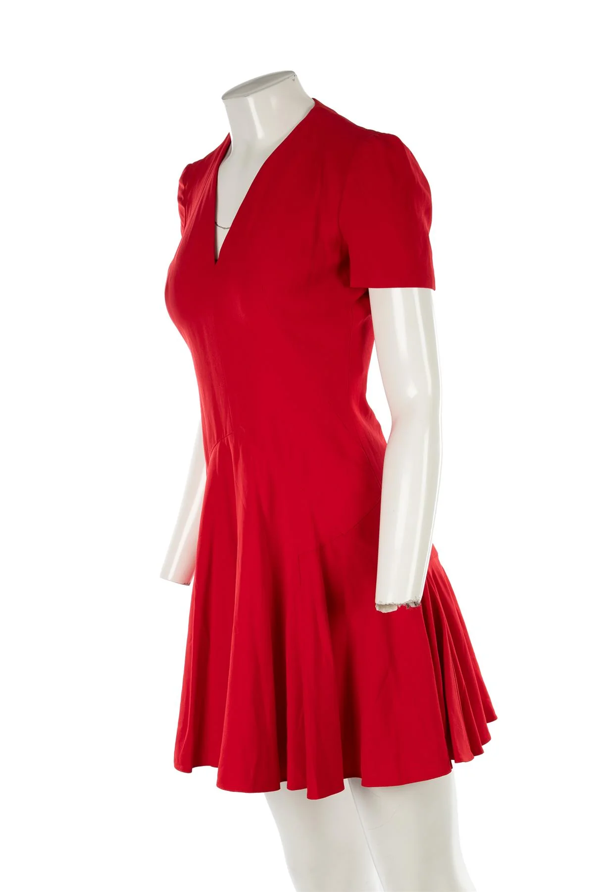 ALEXANDER MCQUEEN RED CREPE MINI DRESS IT 40 UK 8 - Image 3
