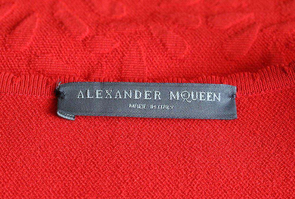 ALEXANDER MCQUEEN RED EMBOSSED SANGALLO DRESS MEDIUM - Image 2