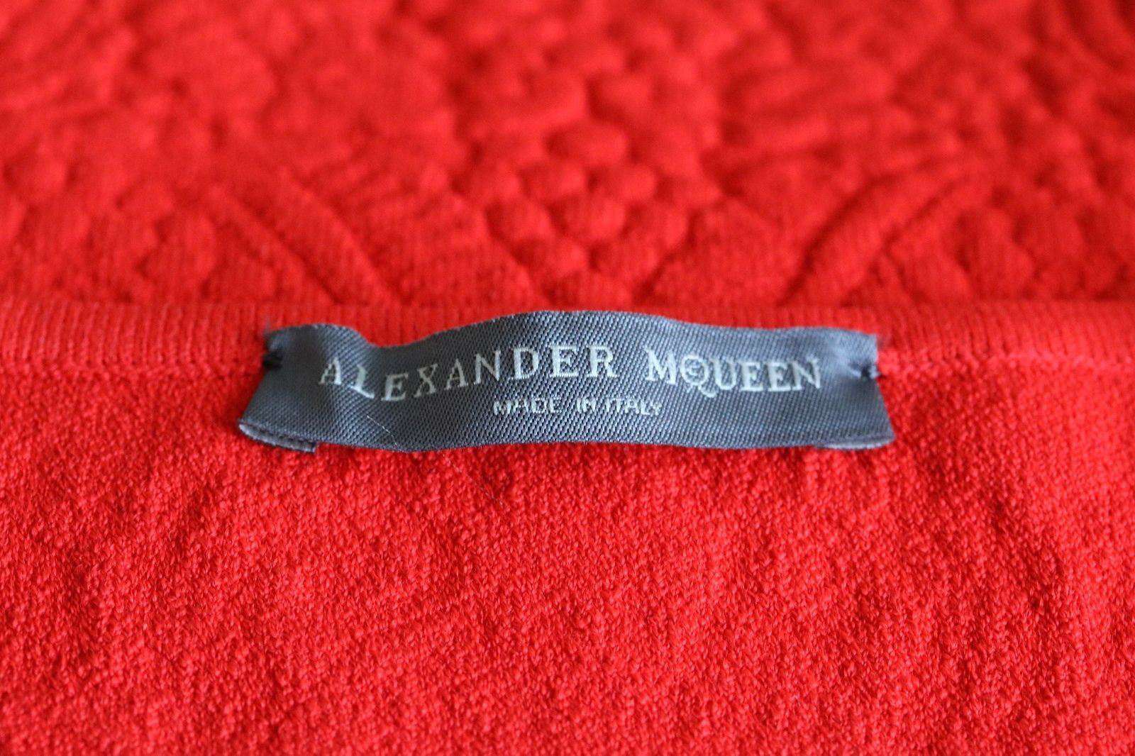 ALEXANDER MCQUEEN RED JACQUARD MIDI DRESS MEDIUM - Image 2