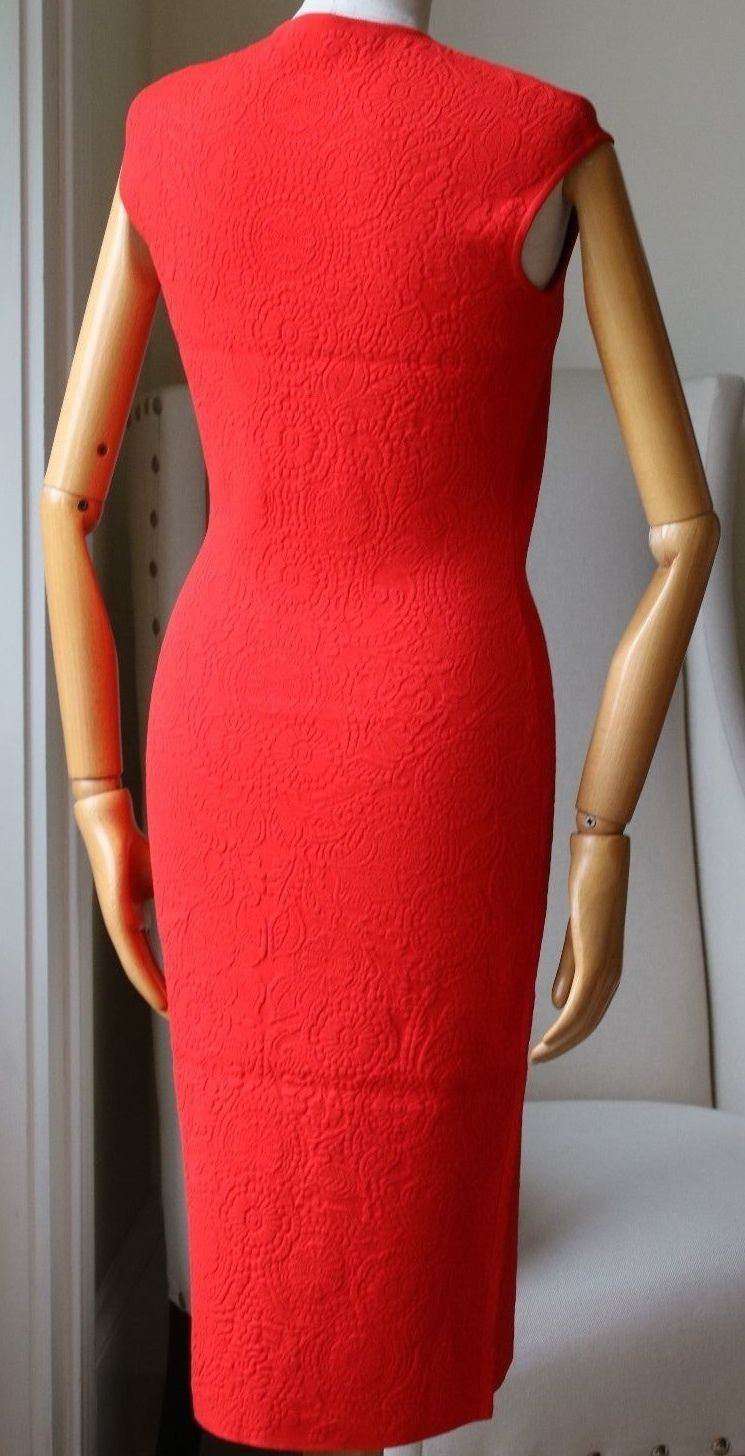 ALEXANDER MCQUEEN RED JACQUARD MIDI DRESS MEDIUM - Image 6