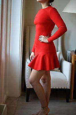 ALEXANDER MCQUEEN RED WOOL FRILL HEM DRESS IT 44 UK 12 - Image 2