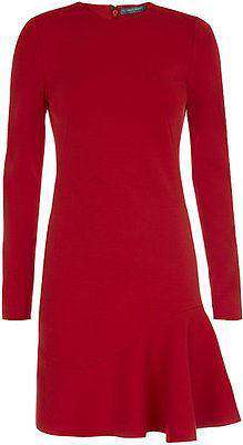 ALEXANDER MCQUEEN RED WOOL FRILL HEM DRESS IT 44 UK 12 - Image 6