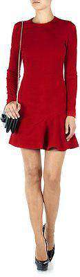 ALEXANDER MCQUEEN RED WOOL FRILL HEM DRESS IT 44 UK 12 - Image 7