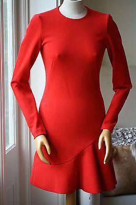 ALEXANDER MCQUEEN RED WOOL FRILL HEM DRESS IT 44 UK 12 - Image 8
