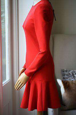 ALEXANDER MCQUEEN RED WOOL FRILL HEM DRESS IT 44 UK 12 - Image 9