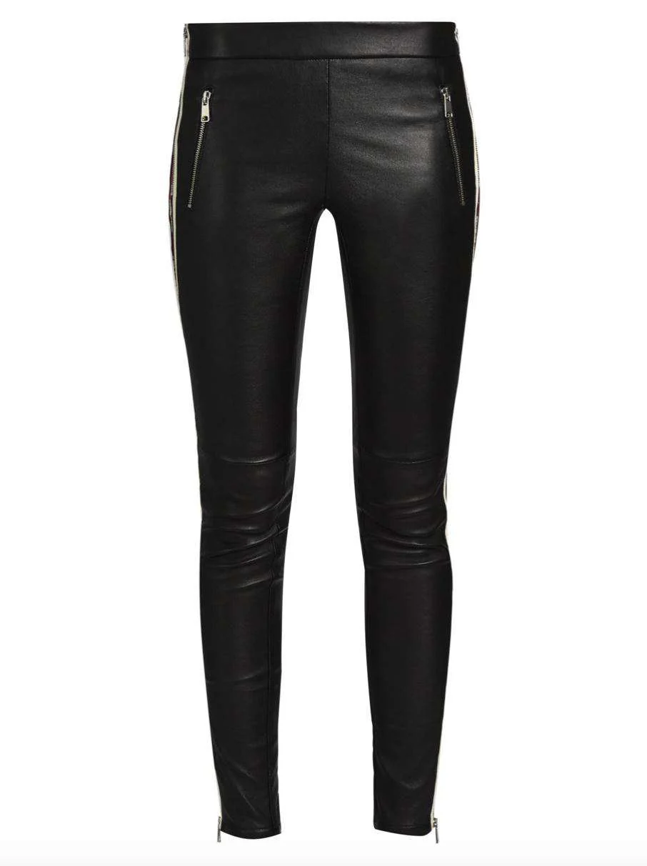 ALEXANDER MCQUEEN SIDE STRIPED LEATHER TROUSERS IT 38 UK 6