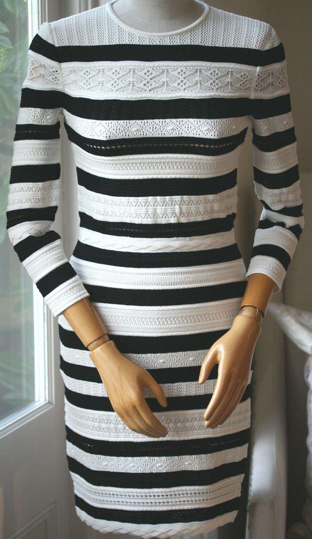 ALEXANDER MCQUEEN STRIPED LACE KNIT DRESS SMALL - Image 2