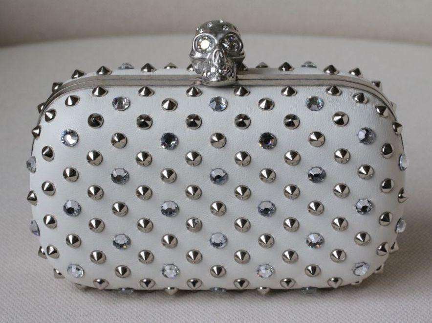 ALEXANDER MCQUEEN STUDDED CRYSTAL SKULL BOX CLUTCH - Image 6