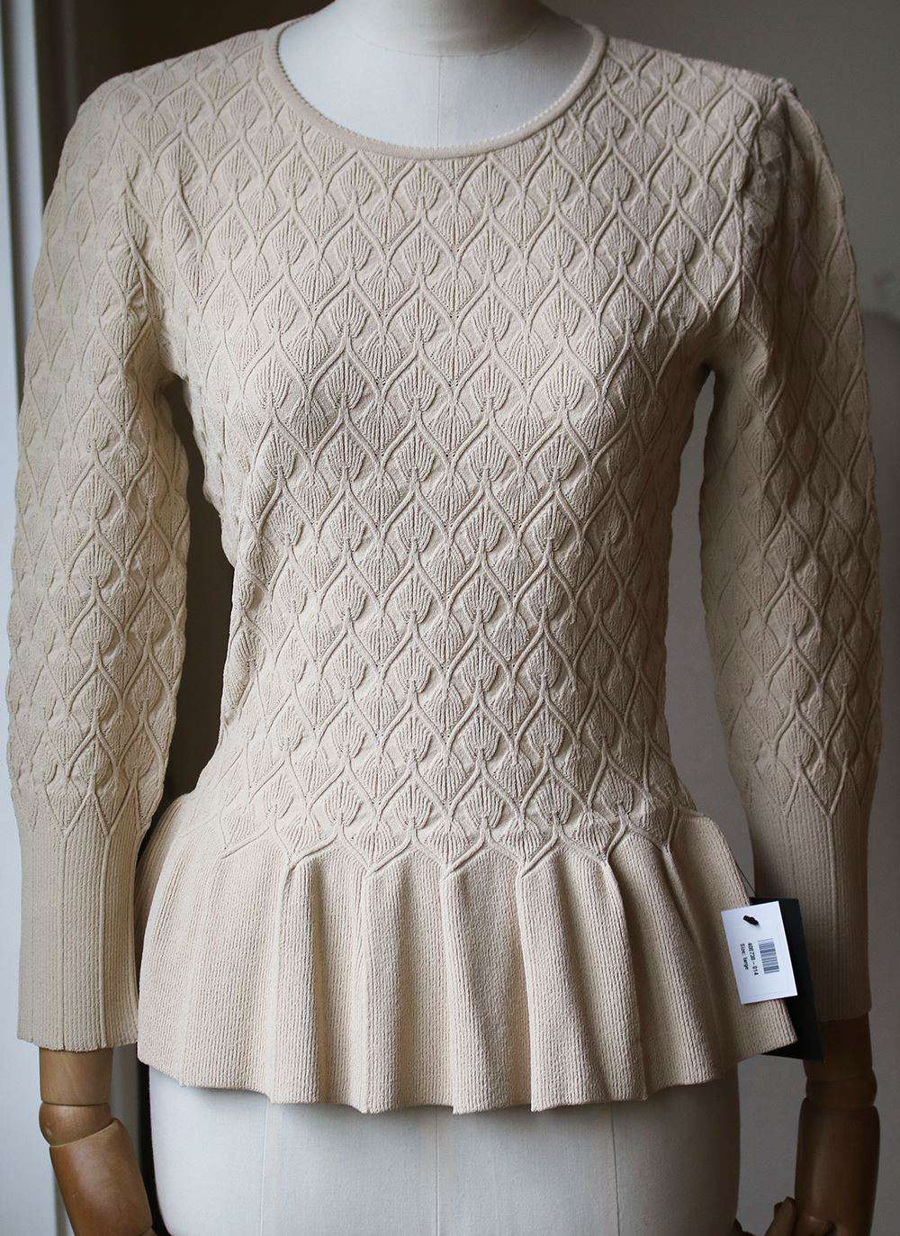 ALEXANDER MCQUEEN TEXTURED KNITTED PEPLUM TOP LARGE - Image 2