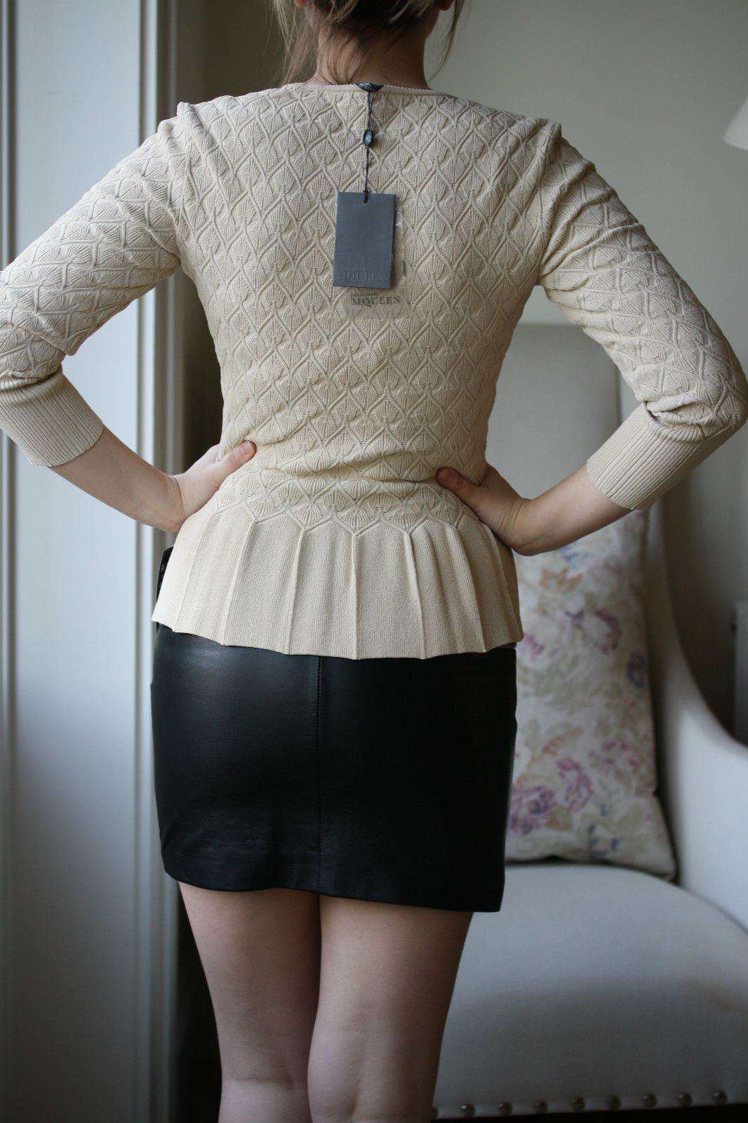 ALEXANDER MCQUEEN TEXTURED PEPLUM SWEATER TOP LARGE - Image 4