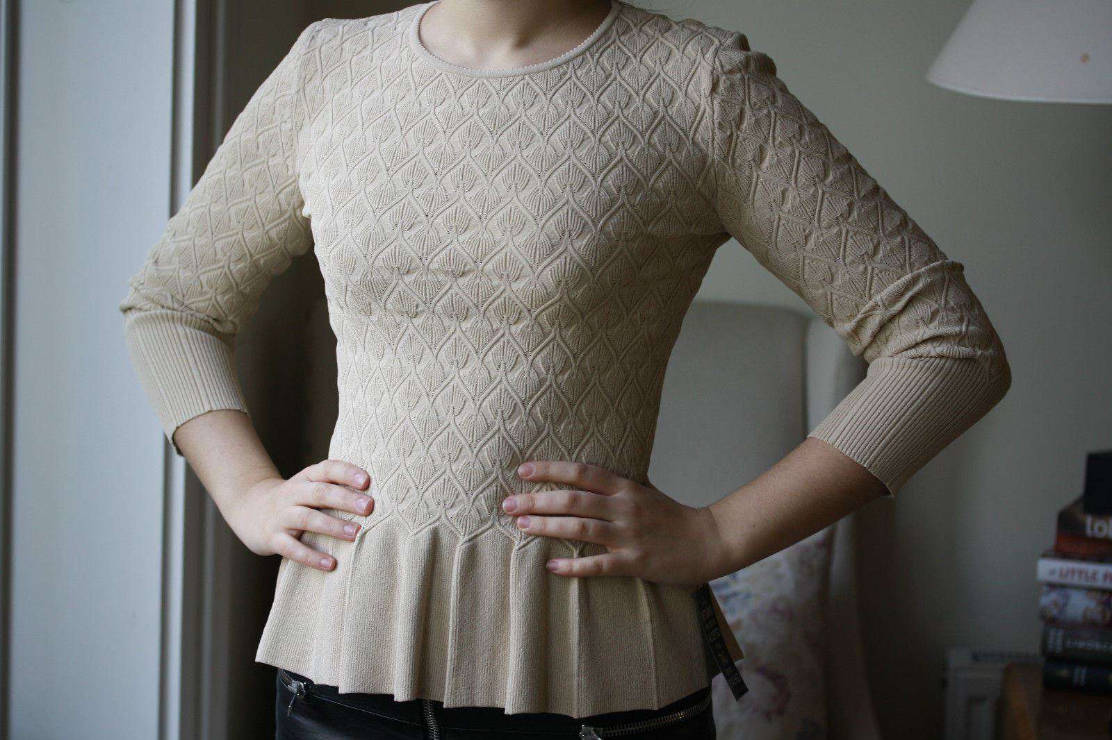 ALEXANDER MCQUEEN TEXTURED PEPLUM SWEATER TOP LARGE - Image 5