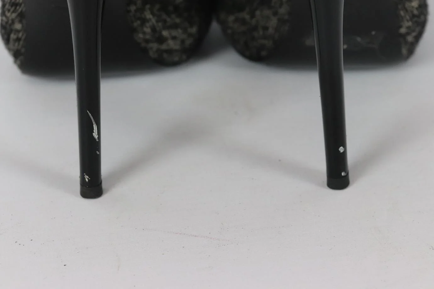ALEXANDER MCQUEEN TWEED AND LEATHER PEEP TOE ANKLE BOOTS EU 38 UK 5 US 8 - Image 5