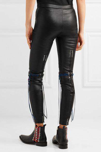 ALEXANDER MCQUEEN WHIPSTITCHED STRETCH-LEATHER LEGGINGS IT 40 UK 8 - Image 3