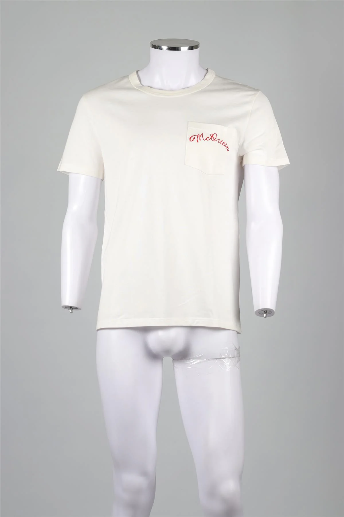 ALEXANDER MCQUEEN WHITE MEN'S COTTON T-SHIRT MEDIUM - Image 2
