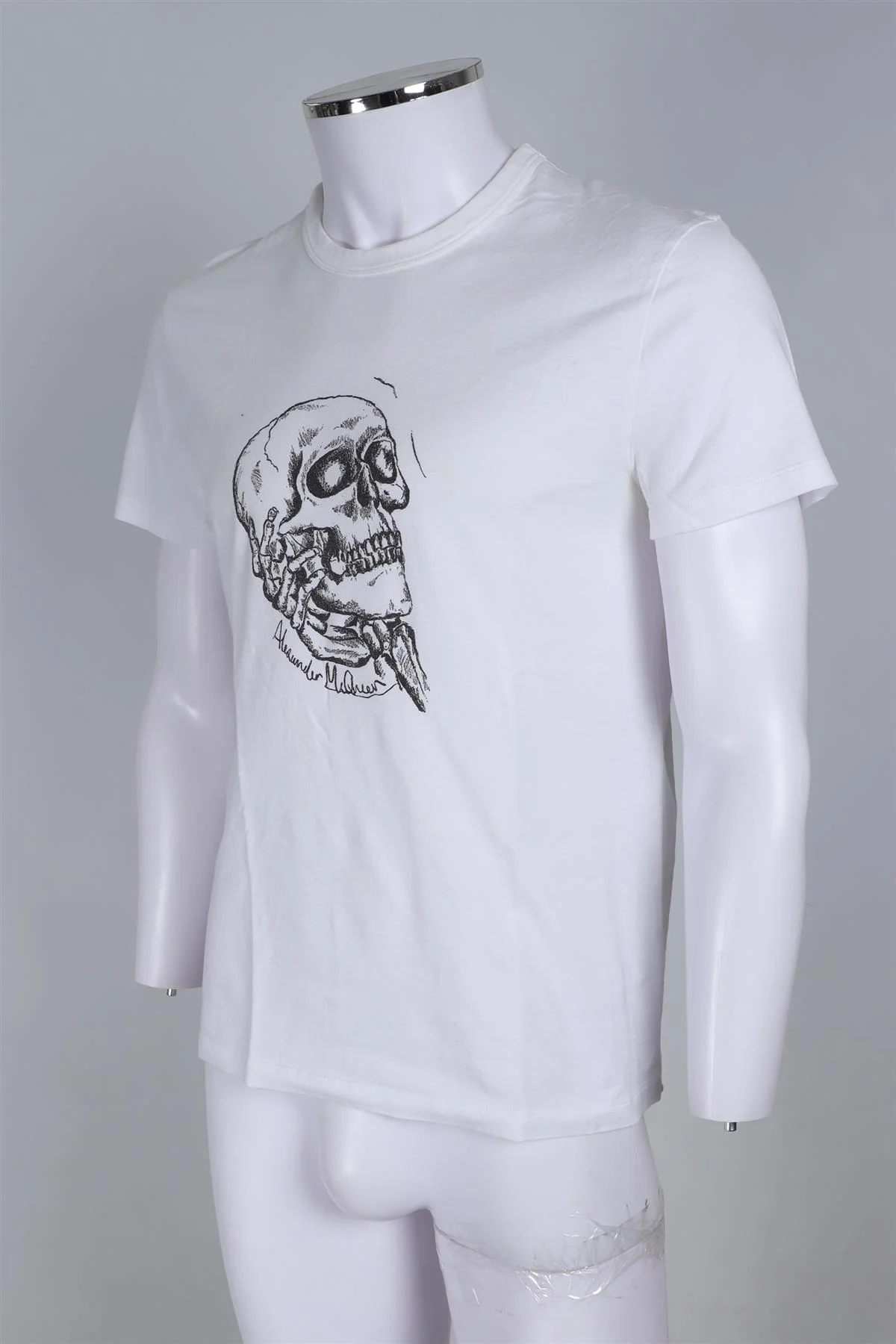 ALEXANDER MCQUEEN WHITE MENS COTTON T-SHIRT SMALL - Image 3
