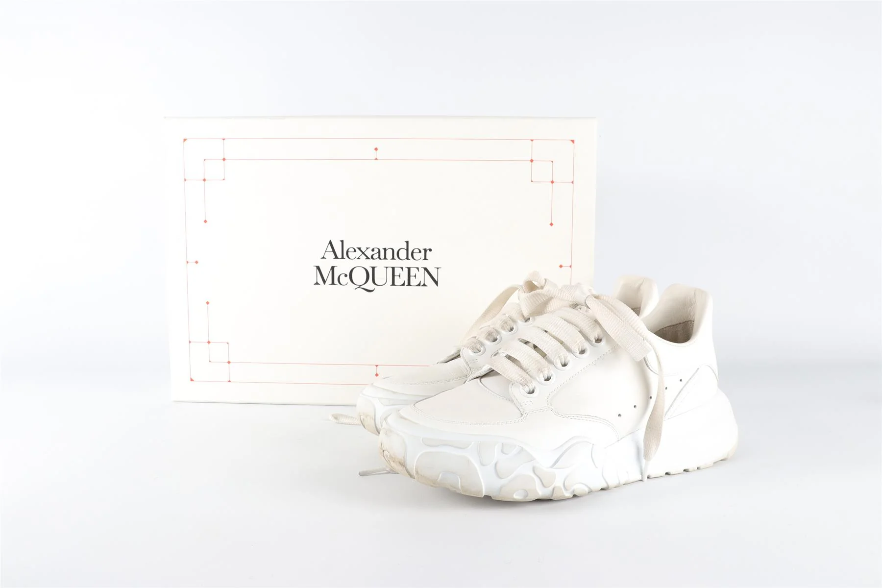 ALEXANDER MCQUEEN WHITE OVERSIZED COURT LEATHER SNEAKERS EU 37 UK 4 US 7 - Image 7
