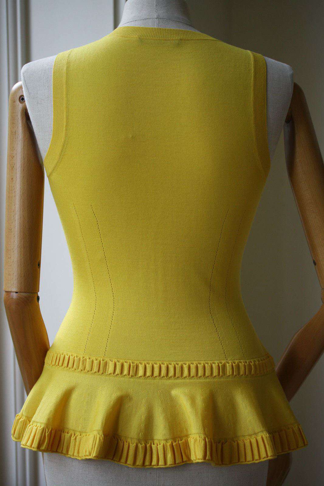 ALEXANDER MCQUEEN YELLOW PEPLUM KNITTED TOP SMALL - Image 3