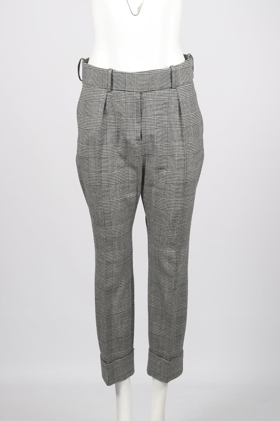 ALEXANDER VAUTHIER CHECKED WOOL BLEND STRAIGHT LEG PANTS FR 40 UK 12 - Image 2