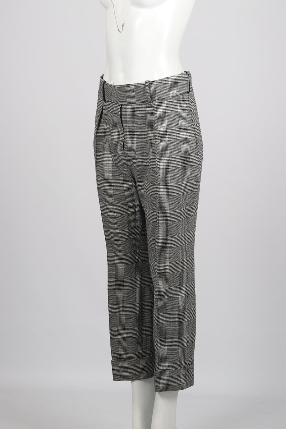 ALEXANDER VAUTHIER CHECKED WOOL BLEND STRAIGHT LEG PANTS FR 40 UK 12 - Image 3